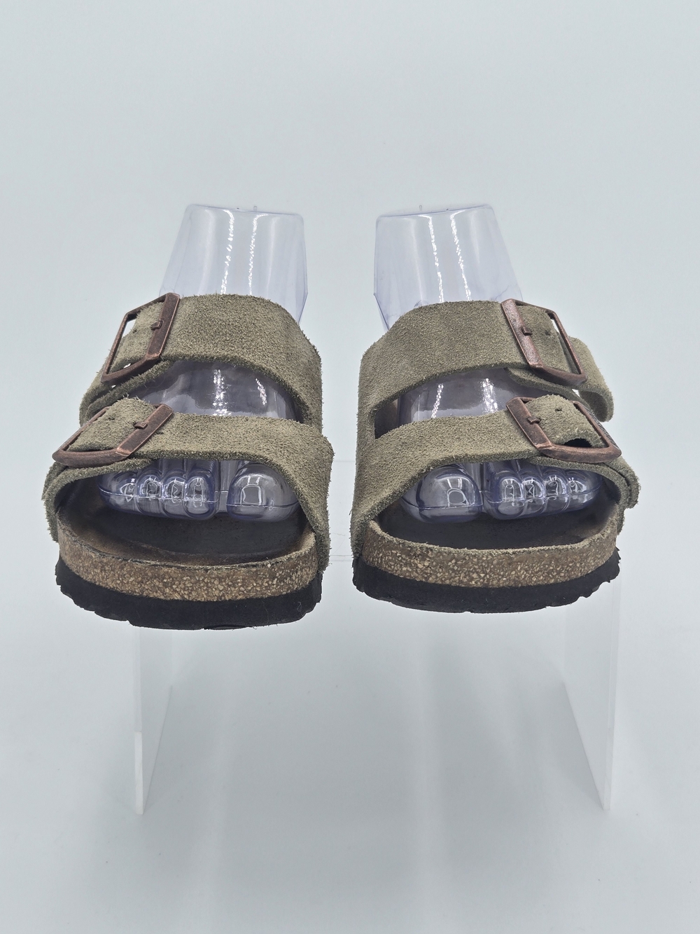 Birkenstock Arizona Two-Buckle Suede Slide Sandals in Taupe Women's Size 7-7.5 - Picture 7 of 14